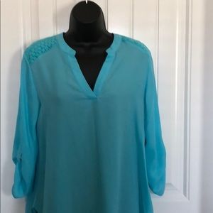 Blue ladies blouse - v-neck